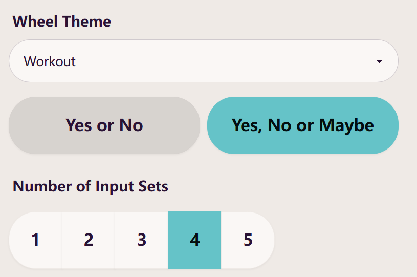 Yes or No Wheel config options